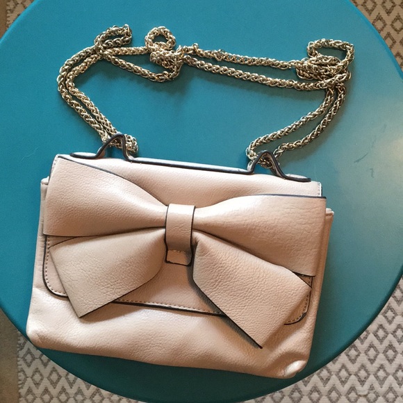 Charming Charlie Handbags - Blush-Cream crossbody bow purse